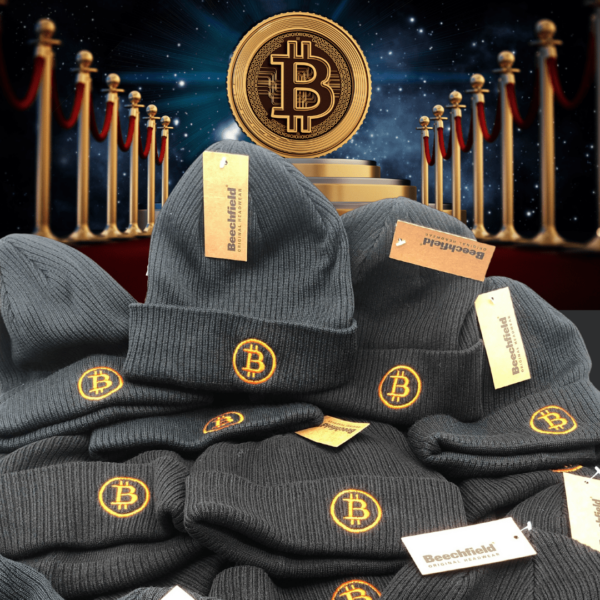 Bitcoin Beanie Mütze - 100% Bio-Baumwolle - Maschinell bestickt