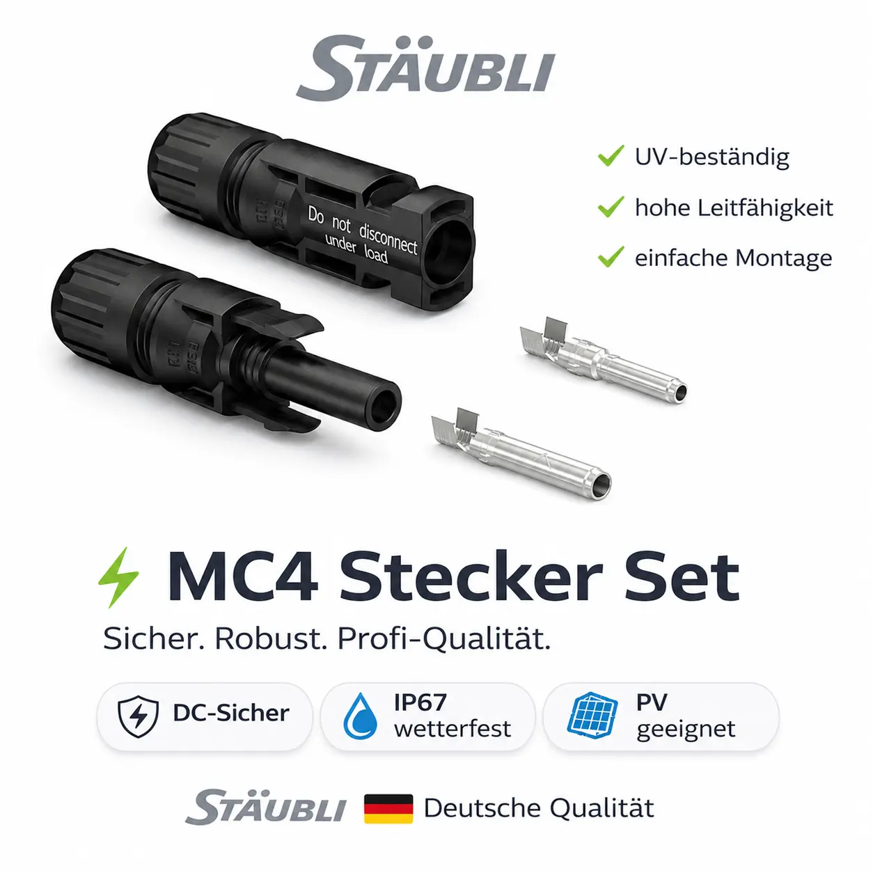 mc4-2 MC4 Stäubli Stecker-Buchse Paar – Bild 1